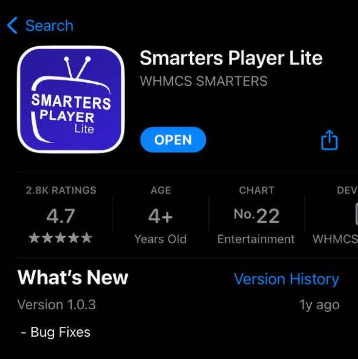 تطبيق IPTV Smarters على iOS